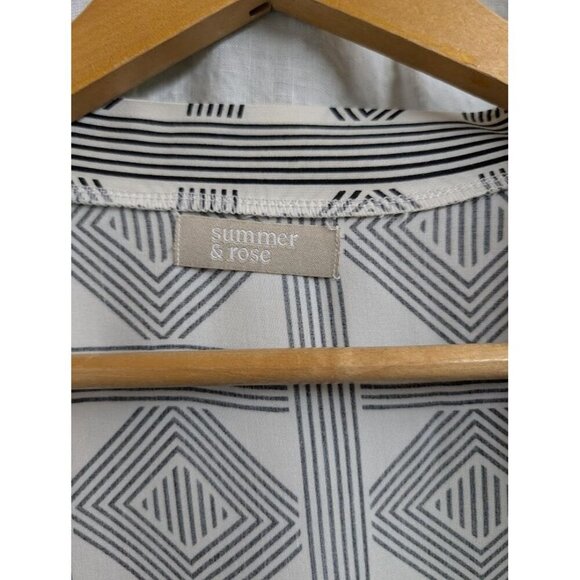 Summer Rose kimono style swim suit cover beach travel black & white geometric V3 - Picture 2 of 7